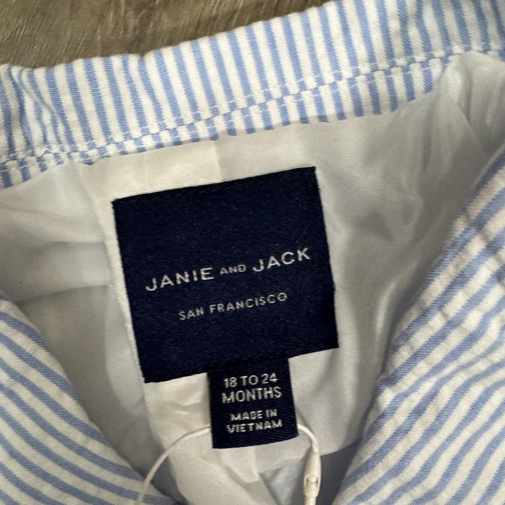 Janie And Jack Blazer Jacket Boys 18-24 Months Blue Stripe Seersucker Lined - Picture 8 of 10